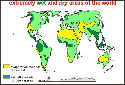extremely wet and dry areas