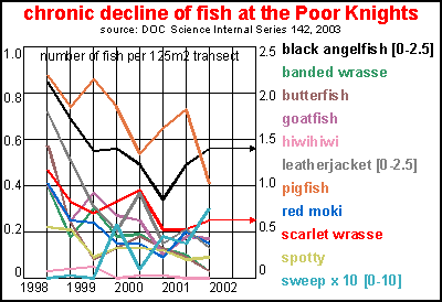 chronic decline of reef fish at the Poor Knights