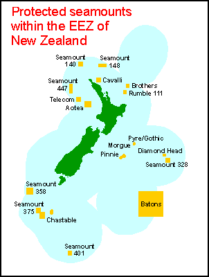 Protected seamounts in NZ EEZ