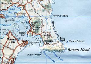 Map of Bream Head with Ocean Beach