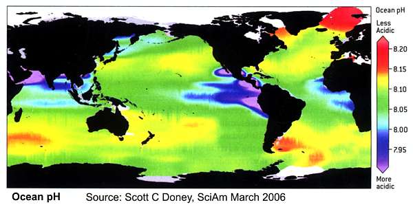 Map Of Oceans Of The World. ocean pH world map