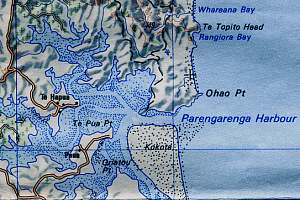 Map of Parengarenga Harbour, NZ.