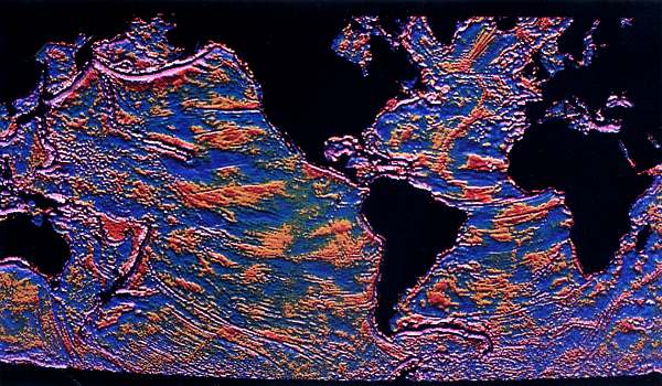 Seasat satellite map of the ocean floor