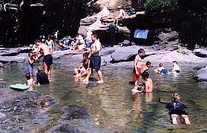 Shallow rock pools become comfortably warm