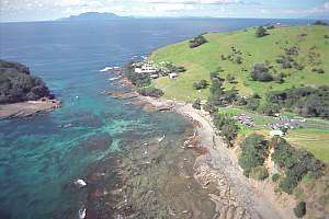 Goat Island, channel, beach and parking lot