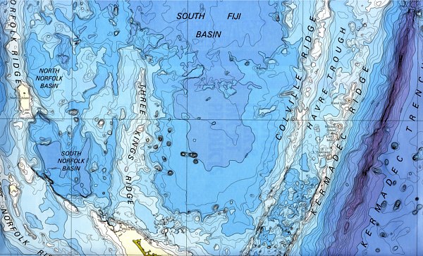 The topology of the sea floor north of NZ