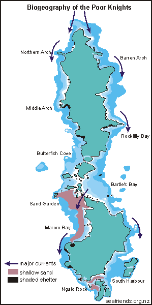 map of biogeography of the Poor Knights