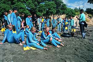 a class receiving snorkel instruction