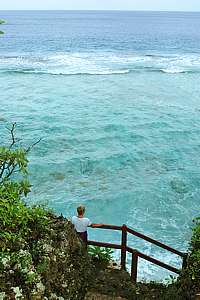 Pofitu sea track leads to steep steps