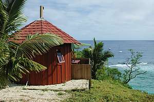 the Crazy Uga cafe looks out over the sea