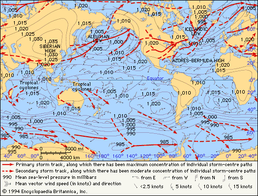 Major storm tracks worl-wide