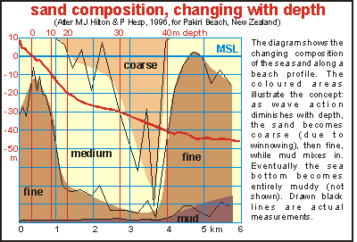 Sand composition changing with depth