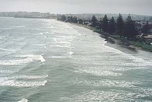 Orewa Beach at high tide