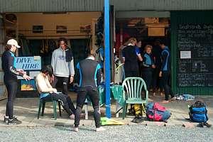 A hustle at the dive shop